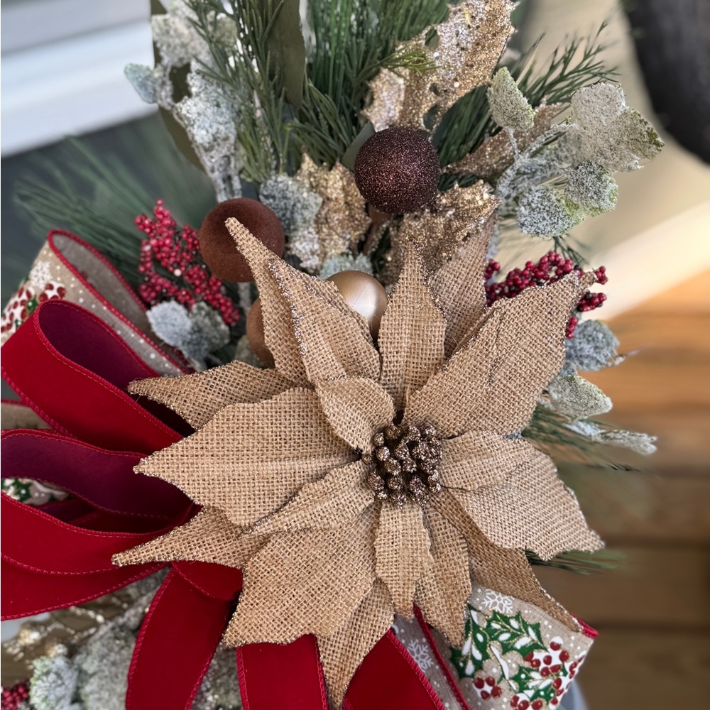 Burlap Poinsettia Lantern Decor - Picture 4 of 8